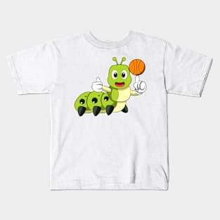 Caterpillar at Sports with Basketball Kids T-Shirt